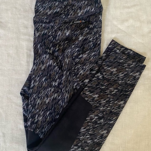 Kerry  Riding Tights Black & Blue Patterned Leggings. 2 In Java. - Picture 1 of 5